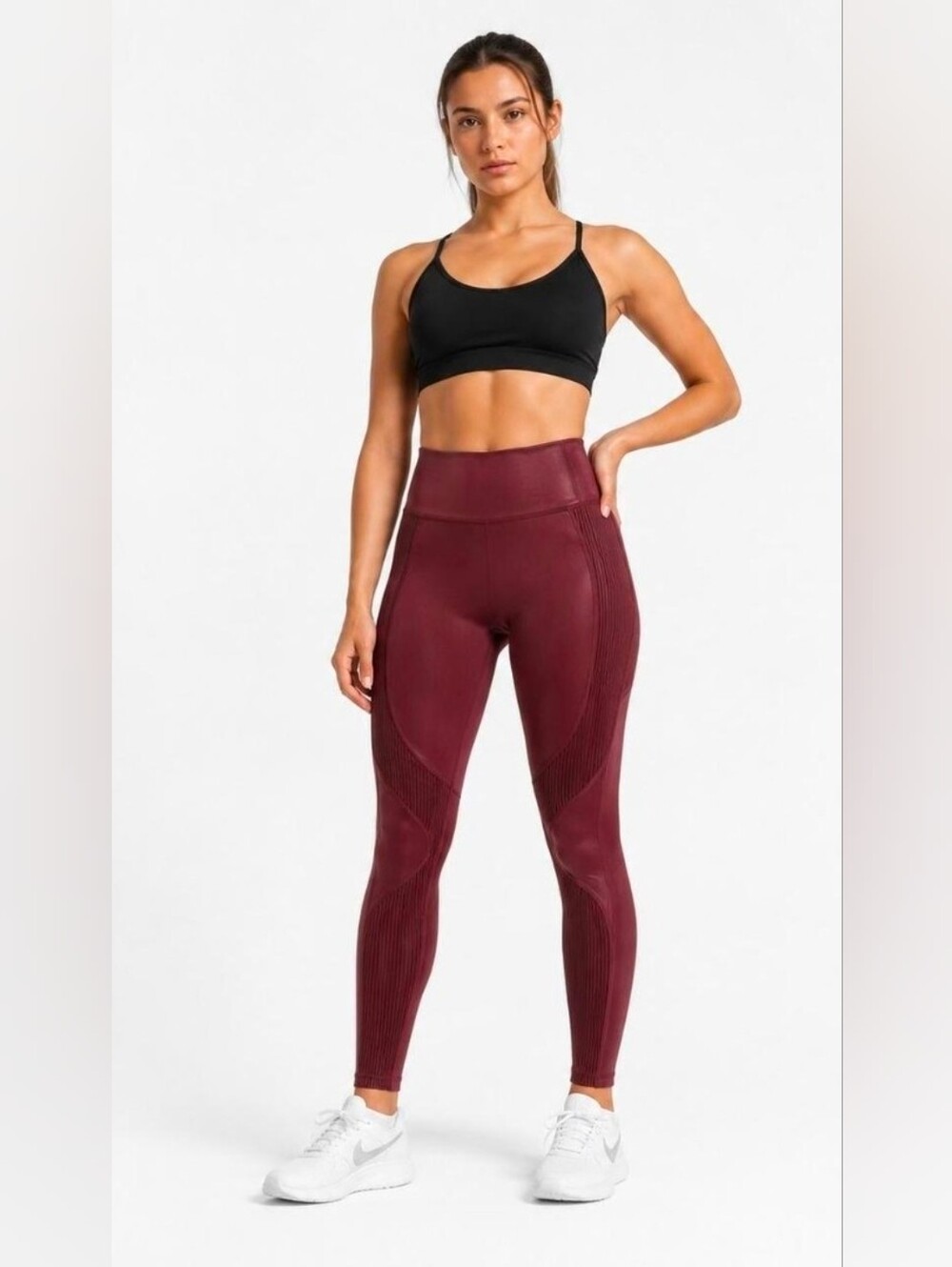 Fabletics Motion365 Contour Burgundy Moto Leggings